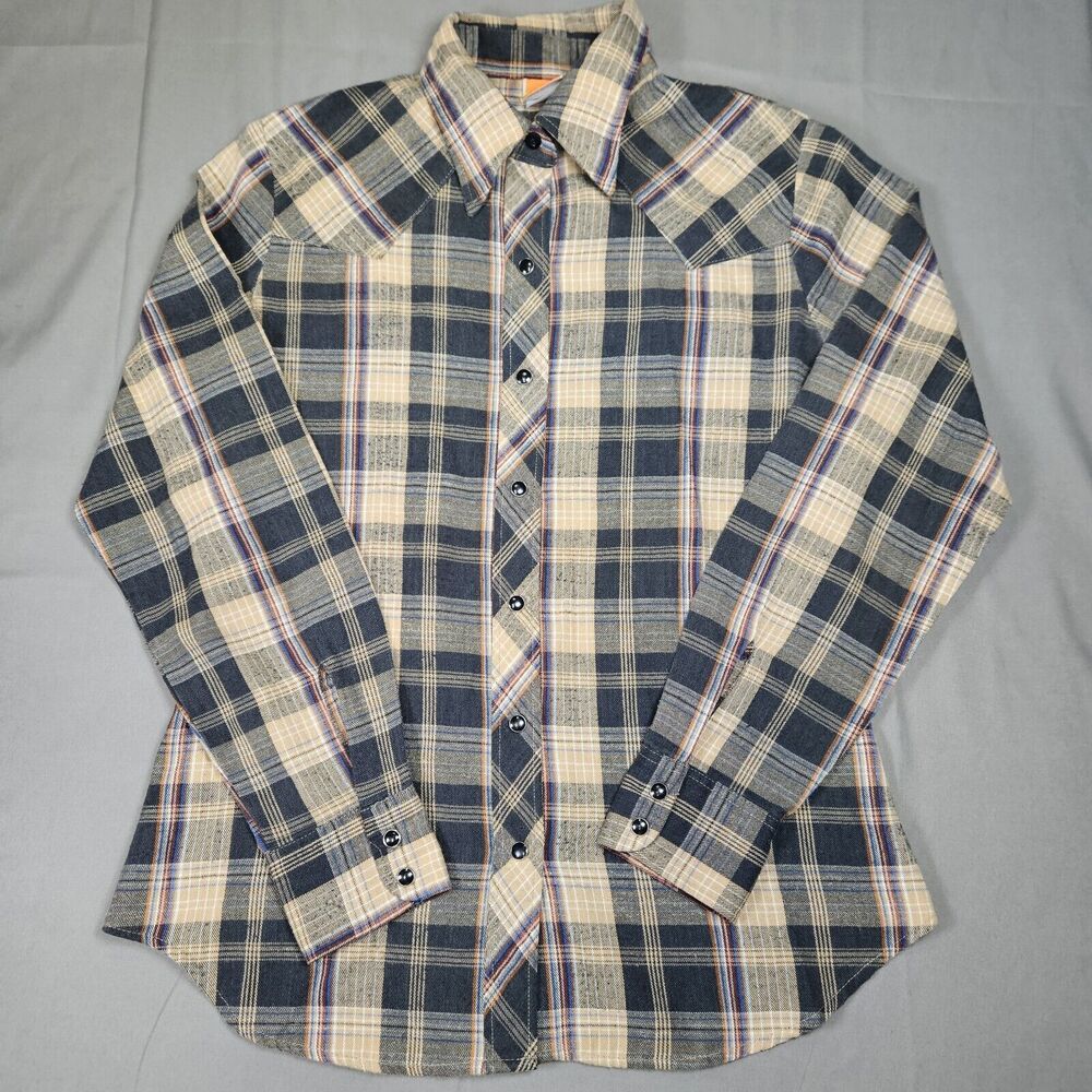 Lady Maverick Womens Size 36 (M) Red Long Sleeve Black Pearl Snap Plaid Top